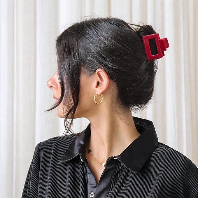 Tortoise Hair Clips for Women - 4Pcs 2" Small Acetate Matte Claw Barrettes for Thick & Thin Hair