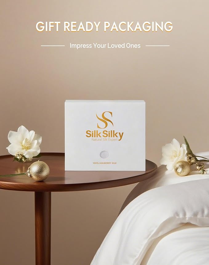 SilkSilky 100% Mulberry Silk Pillowcase - Pure 22 Momme High-Grade 6A Fibers for Hair & Skin, Envelope Closure, Natural, Organic, Breathable & Cooling Pillow Case (Standard, Black)
