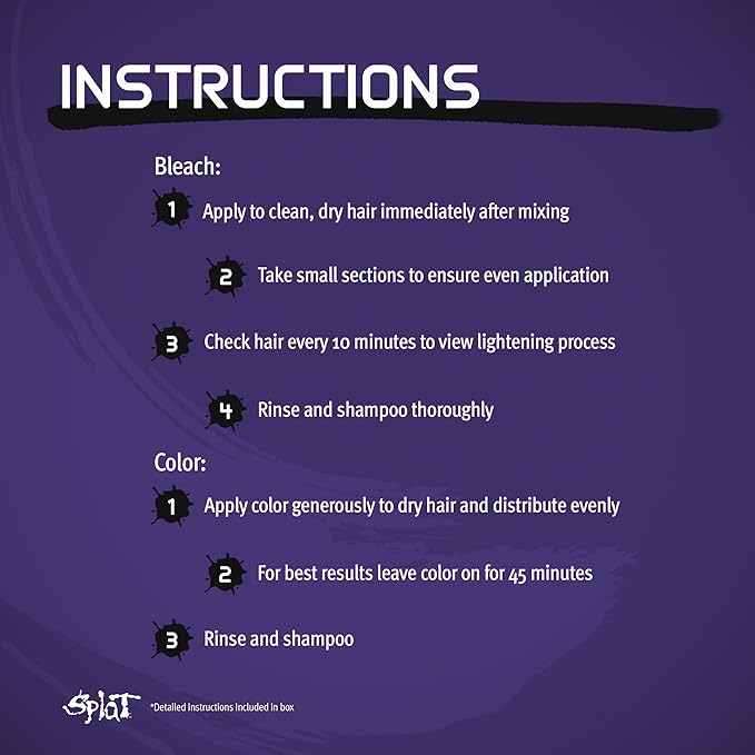 Splat Purple Desire Semi Permanent Hair Dye Kit with Bleach, 1 Application, Includes Purple Hair Dye, Oxide & Bleach Powder, Vegan & Cruelty Free Hair Color