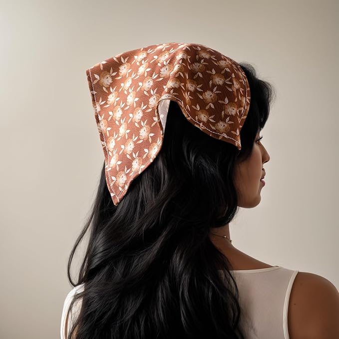 6 Pack Hair Scarf Headband for Women Elastic Bandana Head Scarf Large Boho Triangle Kerchief with Clips Non Slip Scarves