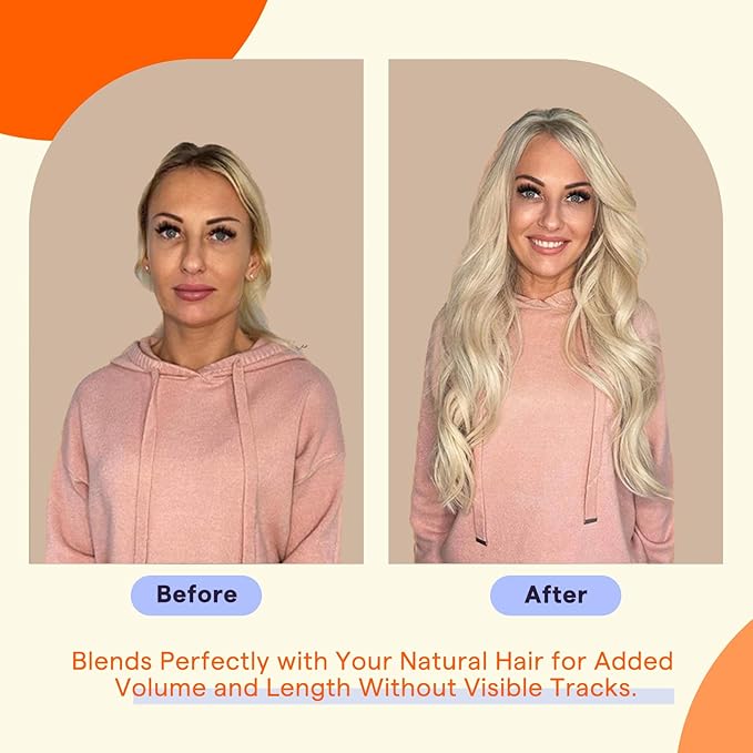 Full Shine Tape in Hair Extensions 20 Inch Natural Double Sided Tape Ins Human Hair Extensions Color 60 Platinum Blonde Seamless Remy Extensions for Women Real Hair 50grams 20PCS Add Length