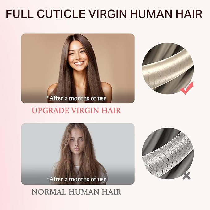 DOORES Clip in Hair Extensions Set 14 Inch 130g, 6pcs Invisi Edge Clip ins and 3pcs Classic Seamless Clip ins, Injected Virgin Real Human Hair Extensions Natural Invisible Straight, #60A