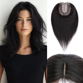 Rich Choices Hair Toppers for Women Real Human Hair 100% Human Remy Toppers NO Bangs for Women with Thinning on Top Clip in Hairpiece 4"x4.7"Lace Base 8 Inch #1B Natural Black