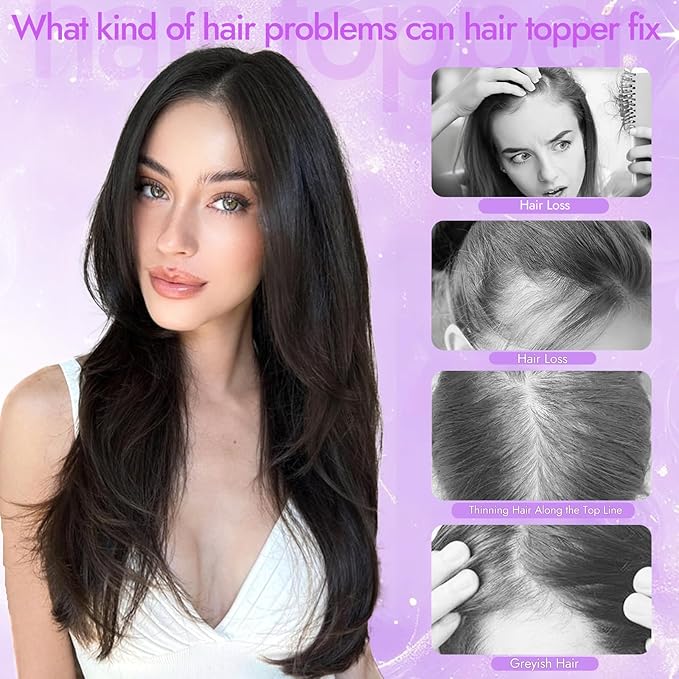 Brown to Blonde Synthetic Hair Toppers for Women with Thinning 3D 360° Cover Clip in Wispy Bangs Upgraded Adjustable Bandage 18 Inch Long Layered