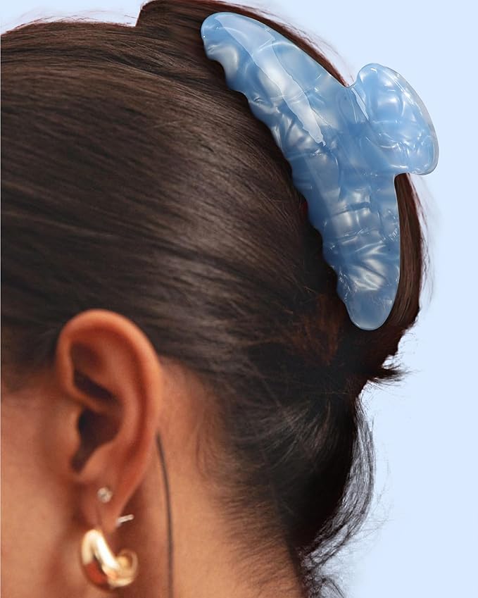 HAIMEIKANG Large Acetate 4 Inch Hair Claw Clip for Women - French Style Hair Claws for Thick Hair with Non-Slip Teeth, Hair Accessories for Updos, Buns & Ponytails