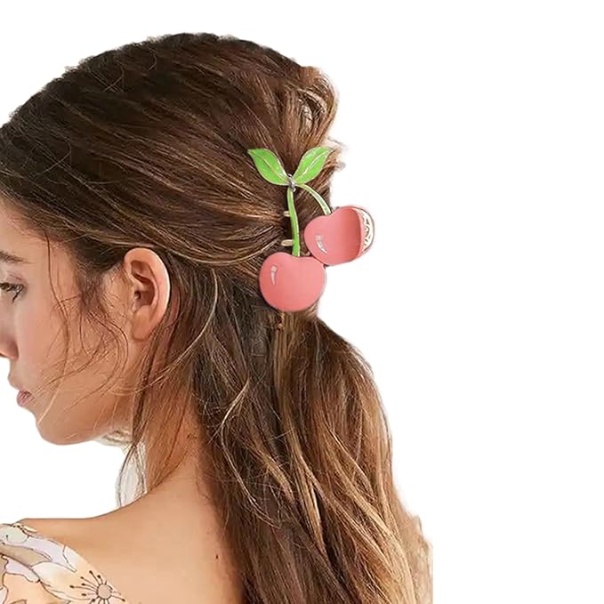 Hair Claw Clips for Women, 2Pcs Large Non-Slip Strong Metal Cherry Butterfly Sparkly Hair Jaw Clips, Cute Hair Holding Headwear Gifts