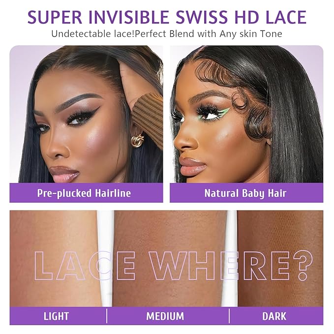 13x4 Body Wave Lace Front Wigs Skinlike HD Lace 0.10mm Ultra-Thin Invisible 13x4 Full Frontal Lace 200% Density Human Hair Wig Pre-plucked Bleached Knots Natural Hairline 15A Natural Black