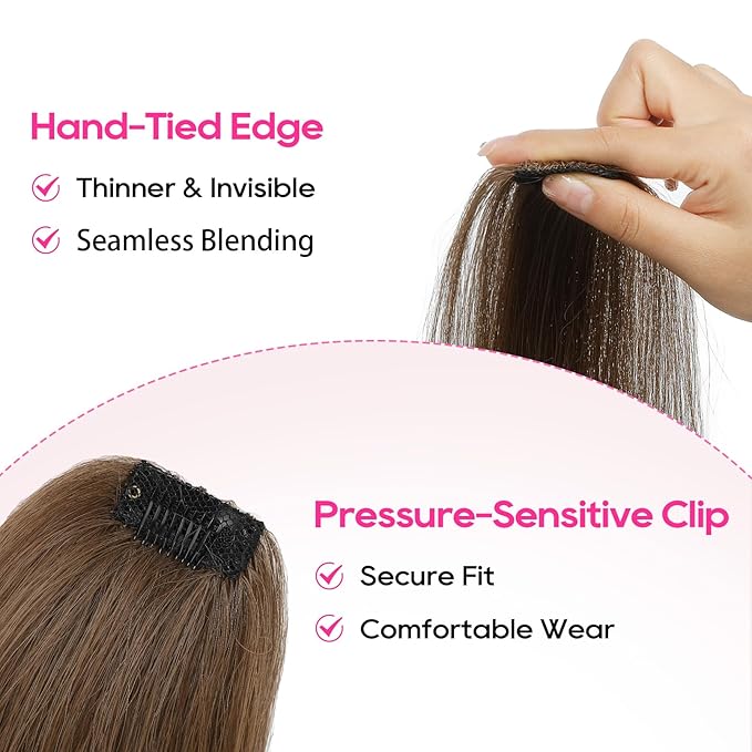 REECHO Clip in Hair Volumizer, 2PCS 6 inch Short Thick Clip in Hairpieces Adding Extra Volume Hair Extensions for Women (Light Brown)
