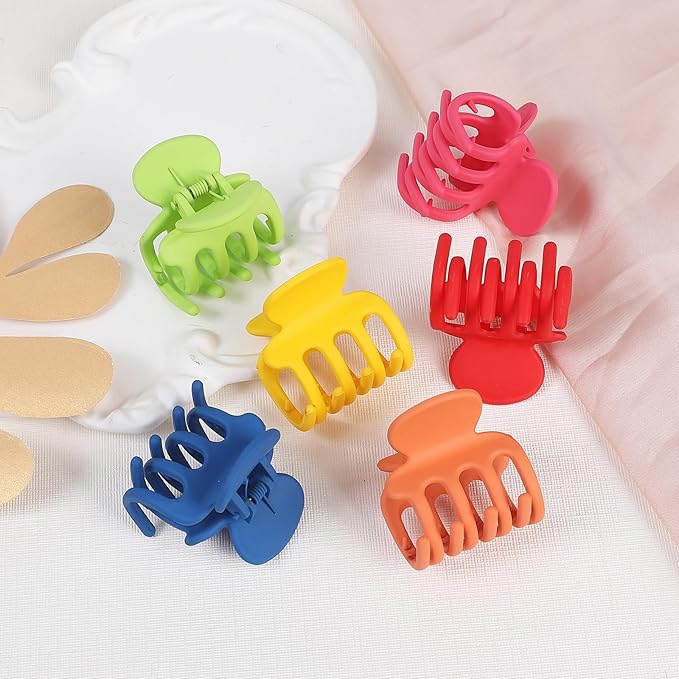 6 Pcs Hair Clips Small Claw Clips for Thin Hair Medium Matte Non-slip Hair Accessories for Women and Girls (Dopamine)