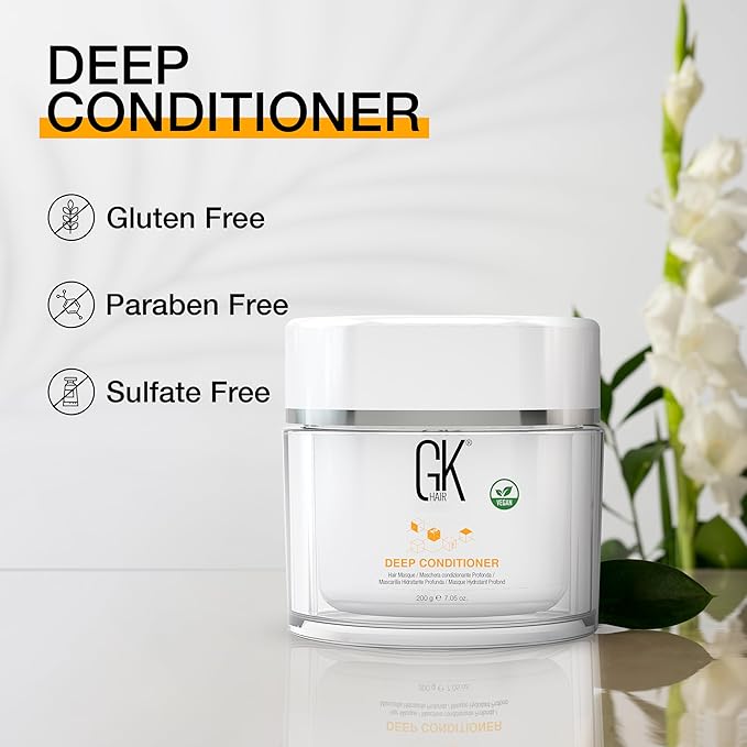 GK HAIR Vegan Deep Conditioning Hair Mask (7.05 Fl Oz/200 g) Intense Hydrating Repair Treatment Mask for Dry Damaged Color Treated Frizzy Hair Restoration Formula with JOJOBA Seed Oils