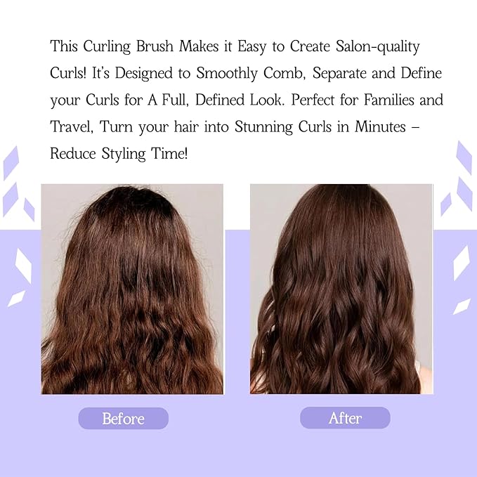 Curl Defining Brush for Curly Hair, Flexi Vented Brush for Faster Drying Hair, Detangling and Shaping to Reduce Pulling (Purple)