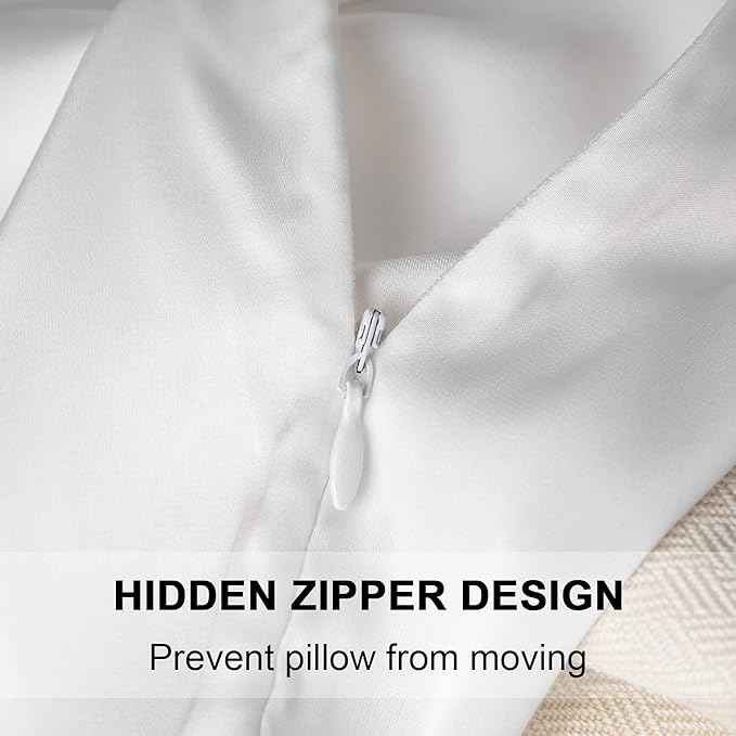 2 Pcs Mulberry Silk Pillowcase for Hair and Skin,Cooling Silk Pillow Case with Hidden Zipper,Allergen Proof Dual Sides Soft Breathable Smooth Silk Pillow Cover for Women(Queen-2PCS,White)