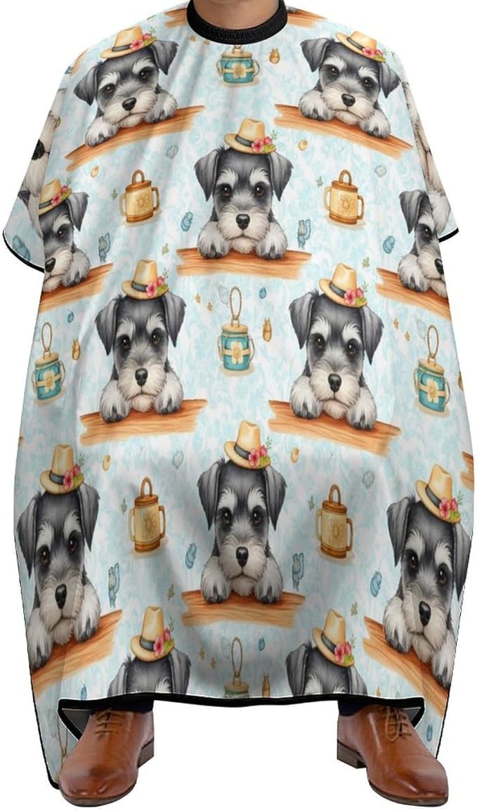 Lightweight Salon Cape, Schnauzer Cute Dog Haircut Hairdressing Cloth Apron Haircut Barber Gown for Barbers