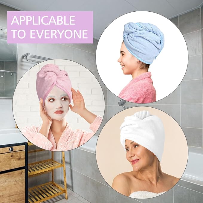 Microfiber Hair Towel Hair Wrap: 2 Pack 10X26 Hair Dryer Towels for Women Absorbent Turban Twist Hair Drying Shower Cap Curly Hair Products for Hair Care Hair Accessories (01 5-Pcs Multicolor)