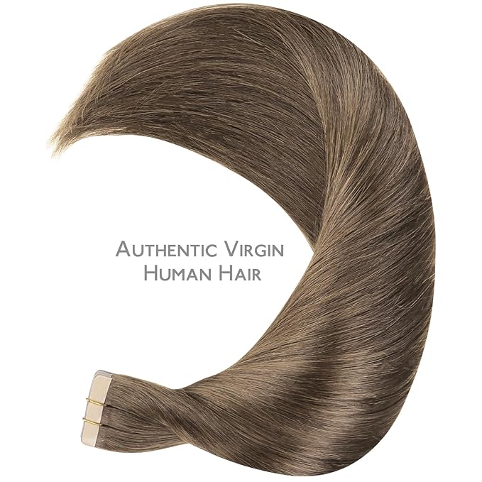 WENNALIFE Tape in Hair Extensions Human Hair, 20pcs 60g 26 inch Light Ash Brown Remy Hair Extensions Straight Skin Weft Extensiones De Cabello Humano
