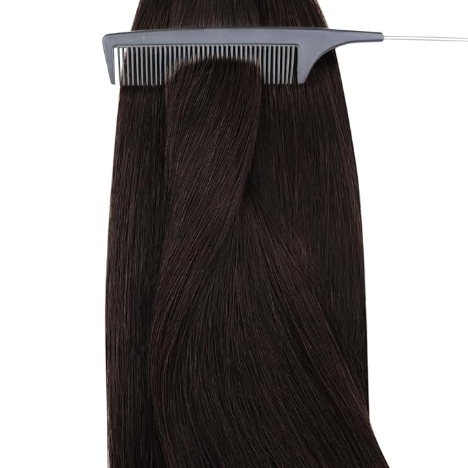 YoungSee 28Inch Nano Beads Hair Extensions Human Hair Dark Brown Nano Rings Human Hair Extensions Brown Nano-Tip Hair Extension 1g/s Nanolink Extension for Weddings 50s 50g