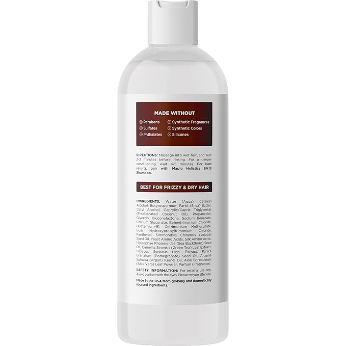 Silk Protein Conditioner for Damaged Hair - Ultra Moisturizing Conditioner for Dry Hair with Deeply Nourishing Shea Butter Argan Oil Green Tea & Aloe - Helps Define Curls & Control Frizz (12 Fl Oz)