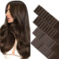 GOO GOO Invisi Edge Tape in Hair Extensions Human Hair, 4A Chocolate Brown 20pcs injected with 20pcs classical tape ins, 10inch 60g, Virgin Remy Hair, Natural Look