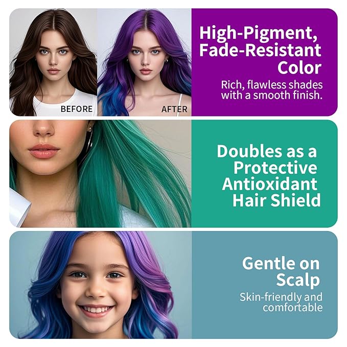 Temporary Hair Color Gel, Green Hair Dye Color Gel Washable Natural Instant Hair Color Wax for DIY Hairstyle for Kids Men Women(Color #25)
