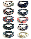 DRESHOW 10 Pack Boho Headbands for Women Vintage Cross Elastic Head Wrap Hair Accessories