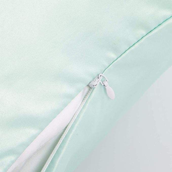NTBAY Zippered Satin Body Pillow Pillowcase, Silky Slip Cooling Body Pillow Cover, Long Side Hidden Zipper, 20x54 Inches, Cyan