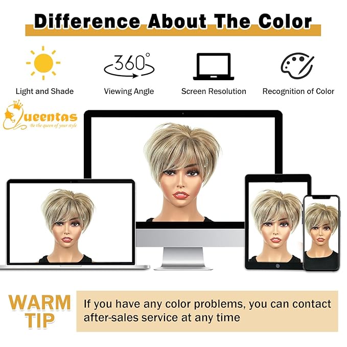 QUEENTAS Hair Topper for Women with Thinning Hair Pieces 6.5"*6"Large Coverage 360°3D Synthetic Short Wiglets with 5 Clips(Blonde Mixed Brown)
