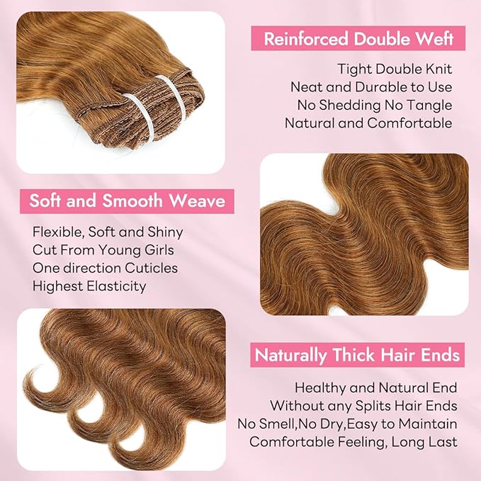 Clip in Hair Extensions Real Human Hair Body Wave 6 Chestnut Brown Clip in 100% Brazilian Remy Human Hair Extensions 8pcs Per Set with 18 Clips Double Weft 20 Inch 105g/3.6oz