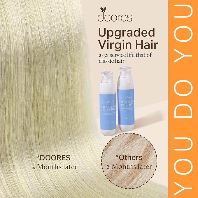 DOORES Clip in Human Hair Extensions, Light Ash Brown to Ash Blonde 100g 7pcs 14 Inch, Remy Hair Extensions Straight Natural Thick