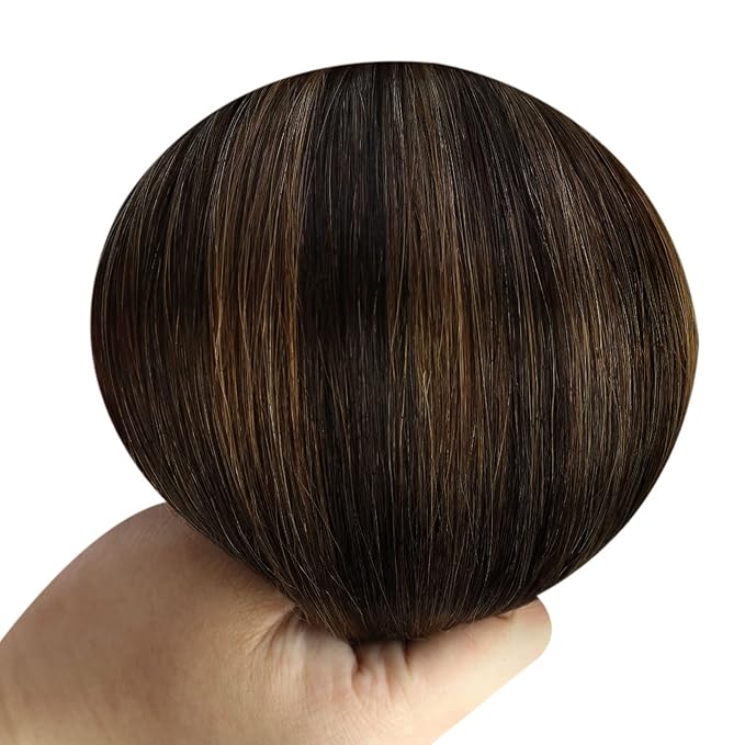 YoungSee 135G Wire Hair Extensions Human Hair Balayage Invisible Wire Hair Extensions Darkest Brown with Medium Brown Balayage One Piece Hair Extensions Long Straight Hair 24Inch
