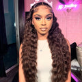 MEIMEI 250% Density HD Full Lace Front Wigs Human Hair Loose Deep Wave Chocolate Brown 32 Inch 15A Grade Real Full Large Lace Space Brown 13x4 Loose Wave Lace Frontal Wigs Human Hair Pre Plucked