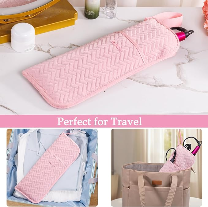 Hair Tools Travel Bag, Heat Resistant Curling Iron Holder & Flat Iron Case, Hot Tools Organizer Pouch for Hair Straightener, Hair Dryer, Crimper & Styling Accessories, Travel Makeup Bag