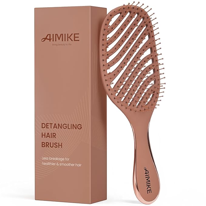 AIMIKE Detangler Brush, Wet Dry Vented Hair Brush w/Soft Bristles, Pain-Free Detangling Hairbrush Loosens Stubborn Tangles, Extra Gentle on Sensitive and Fine Hair, for Women & Kids