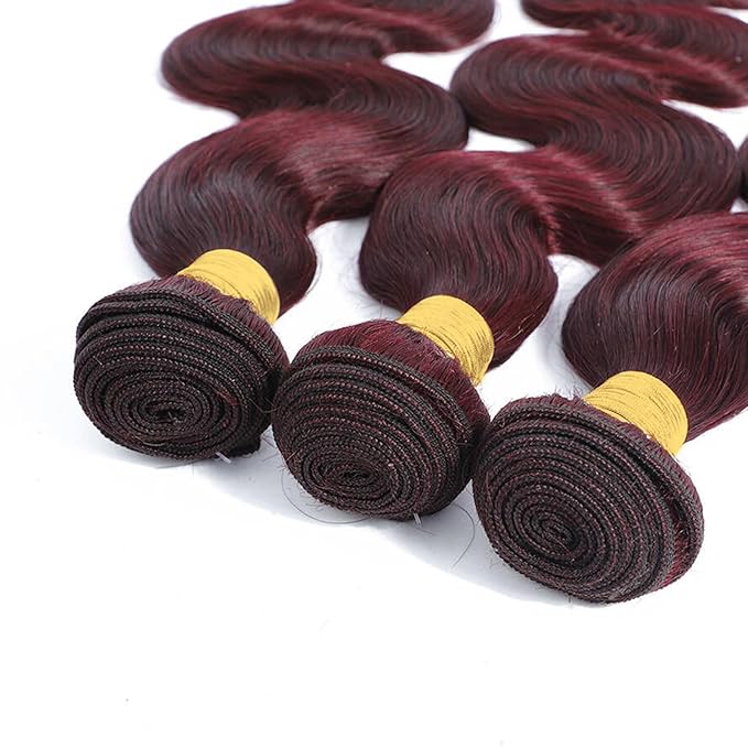 99J Human Hair Bundles Body Wave Burgundy Dark Red Wine Color Body Wave Bundles 100% Real Human Hair And True To Length 12 14 16 Inch 3 Pcs/Pack