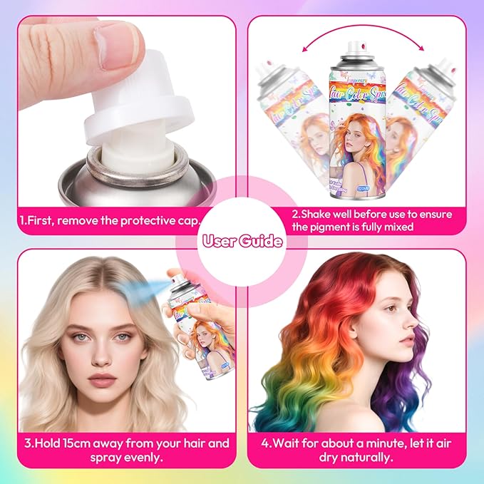Black Temporary Hair Color Spray for Kids & Women- Washable Root Touch Up Hair Dye, Non-Sticky Hair Wax for Christmas,Cosplay,Parties (120ML, Black)