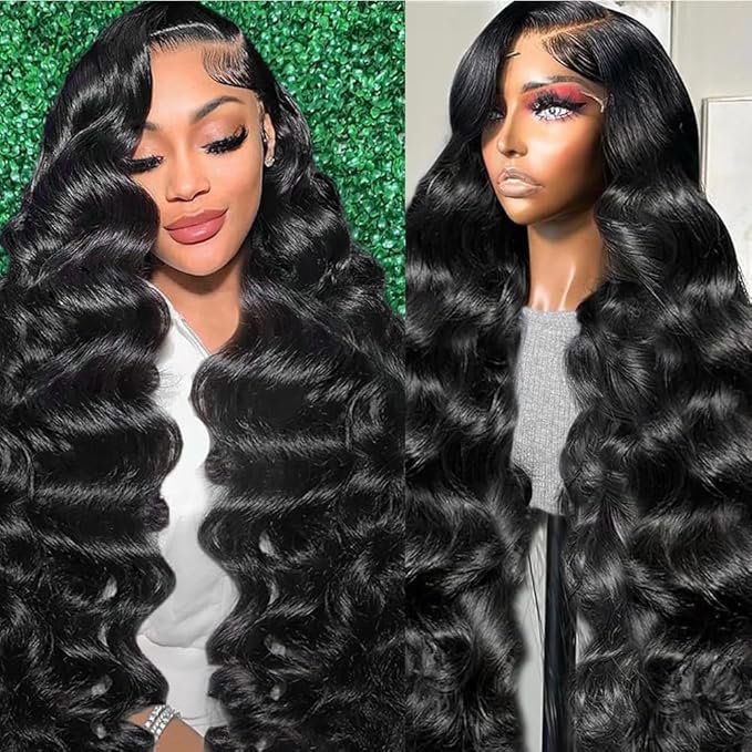 AMIRTY 250 Density 13x6 Lace Front Wigs Human Hair Pre Plucked Real Virgin Human Hair Wig Invisilbe Hairline Tiny Knots Body Wave HD Lace Frontal Wigs 3X Longer Lifespan 24 Inch