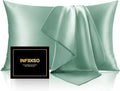 INFIIXSO Silk Pillow Cases 2 Pack Standard Size, Ultra Smooth & Soft Mulberry Silk Pillow Case for Hair and Skin, Breathable Cooling Silk Pillowcase with Hidden Zipper (Mint Green, 20x26 Inches)