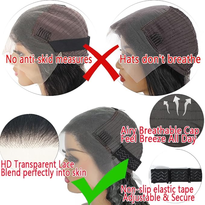 13x6 Lace Front Wigs Human Hair 24 Inch Straight HD Lace Front Wigs for Women 200 Density Pre Plucked Glueless Wigs Human Hair with Baby Hair Natural Color