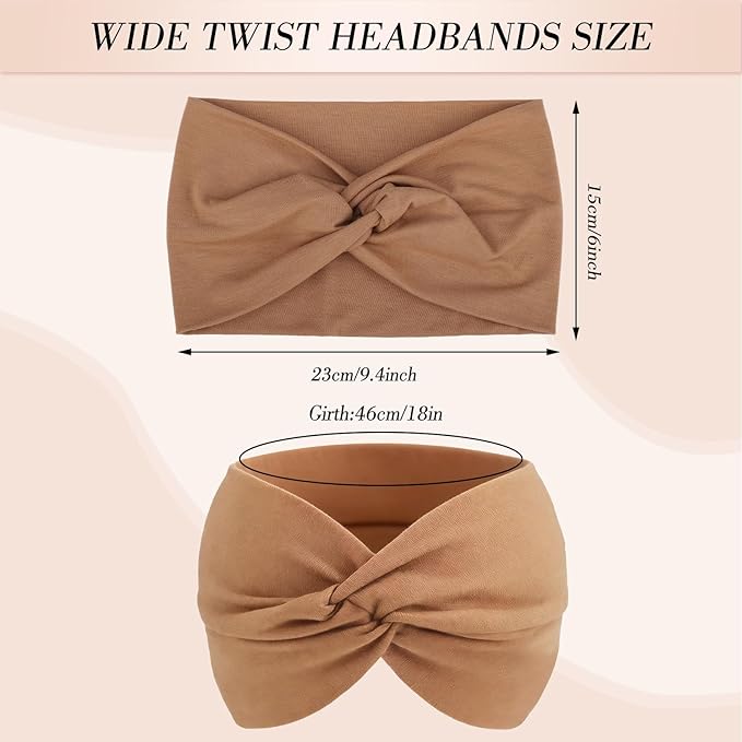 obeoby 6 Pcs Wide Headbands for Women, Twisted Hair Bands Large African Wide Hair Wrap Non Slip