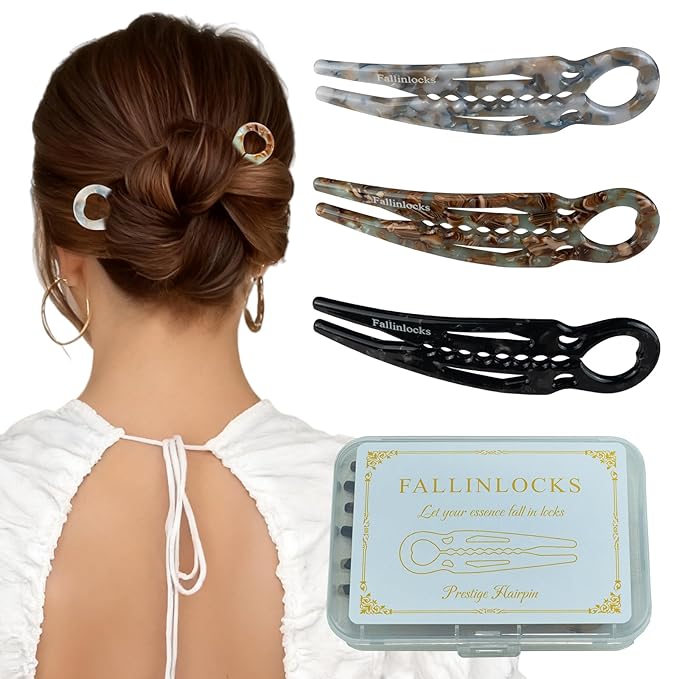 3 Pack Prestige Hair Pins for Women, 4.5" Large French Hair Pins for Thin & Thick Hair, Curved Anti-Slip Design for Better Hold, Perfect Holiday Gift for Her