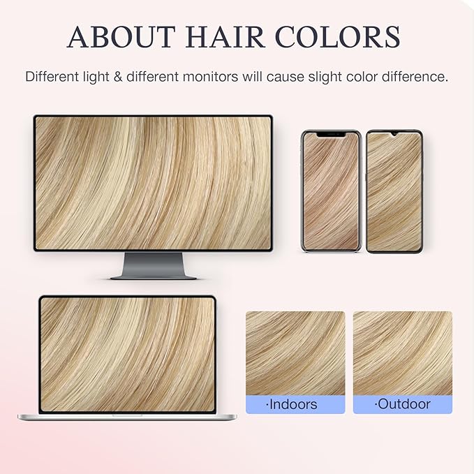 DOORES Invisi Edge Clip in Hair Extensions 22 inch 110g 7pcs, Virgin Real Human Hair PU Clip in Extension Invisible Seamless Thickening Hairstyle, 18A/613A Dark Blonde Highlighted Bleach Blonde