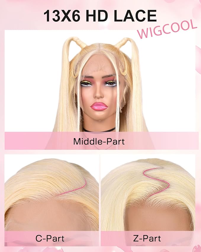 613 13x6 Lace Front Wig Human Hair Straight Blonde Wig Human Hair 613 HD Lace Frontal Wigs 180 Density No Synthetic Blend No Tangle No Shedding Triple Lifespan 3X 100% Real Human Hair 24 Inch