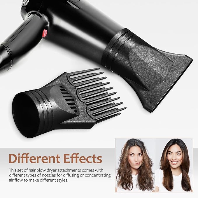 NOLITOY 2Pcs Professional Hair Dryer Nozzle Diffuser, Plastic Hair Dryer Nozzle Comb Attachment Concentrator Replacement for Hairdressing Salon Styling Tool Special