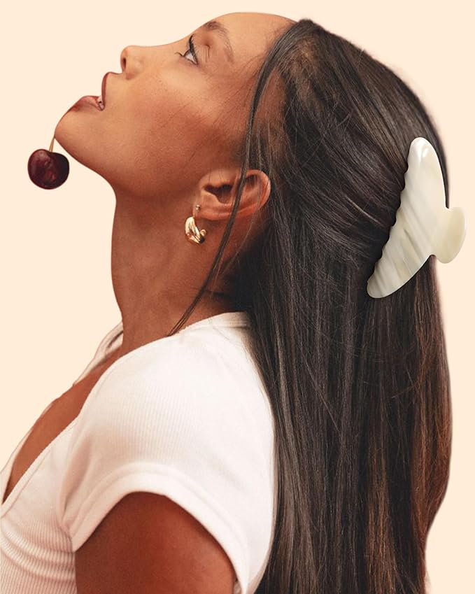 HAIMEIKANG Large Acetate 4 Inch Hair Claw Clip for Women - French Style Hair Claws for Thick Hair with Non-Slip Teeth, Hair Accessories for Updos, Buns & Ponytails