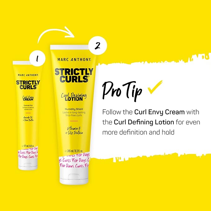 Marc Anthony Curl Defining Hair Styling Lotion for Curly Hair, Strictly Curls - Long Lasting Moisturizing Lightweight Gel for Maximum Curl Definition, Bounce & Shine - Styling Product Reduces Frizz