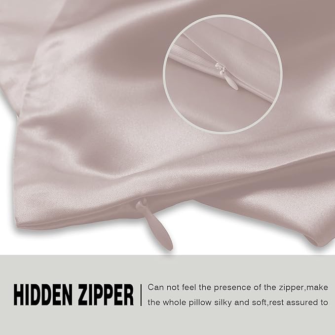 Mulberry Silk Pillowcase for Hair and Skin Pillow Case with Hidden Zipper Soft Breathable Smooth Cooling Silk Pillow Covers for Sleeping (Apricot Gray, King（20"X 36"）)
