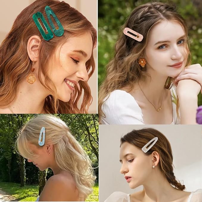 12 Pieces Acrylic Resin Marble Hair Clips Set, Decorative Pearls Hair Barrettes Sweet Decorative Bobby Pins Hairpin Headwear Hair Accessories Headwear for Women and Girls…