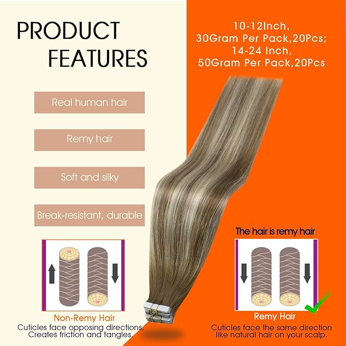 Full Shine Balayage Tape in Hair Extensions Straight Human Hair Extensions 14 Inch Invisible PU Tape in Extensions 6 Chestnut Brown Ombre to 60 Platinum Blonde Highlight 6 Seamless Hair 50g/20pcs