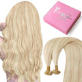 YoungSee Highlight K Tip Hair Extensions Human Hair Highlight Ash Blonde with Blonde K Tips Hair Extensions Highlight 20In 1G/S 50G