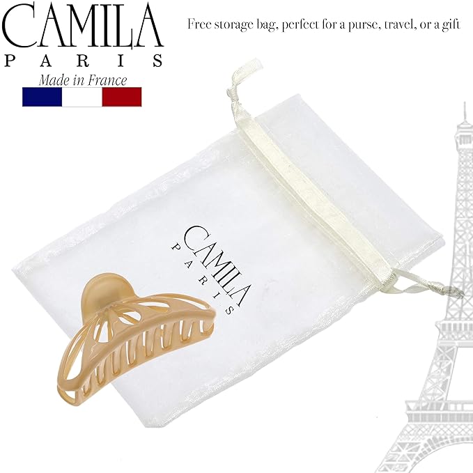 Camila Paris CP3054 2PK French Hair Clip for Women With Thick, Long, Curly, Wavy Hair - Girls Claw Clips Fashion Styling Accessories, Strong Hold No Slip Grip, Made in France