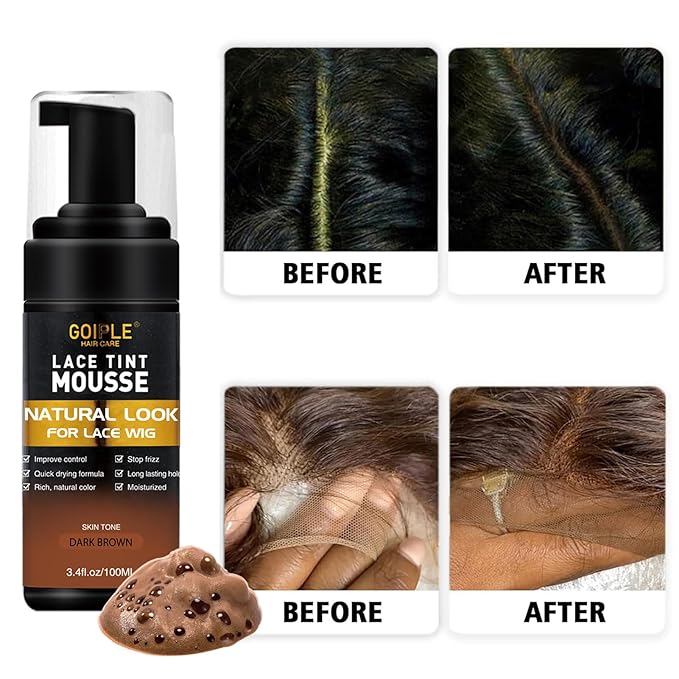 Lace Glue Kit Complete Set with Lace Tint Mousse, Lace Melting Spray Wig Glue for Women's Wigs and Hairpieces - Wig Installation Kit & Tape in Extension Rmover & Cap (Dark Brown)
